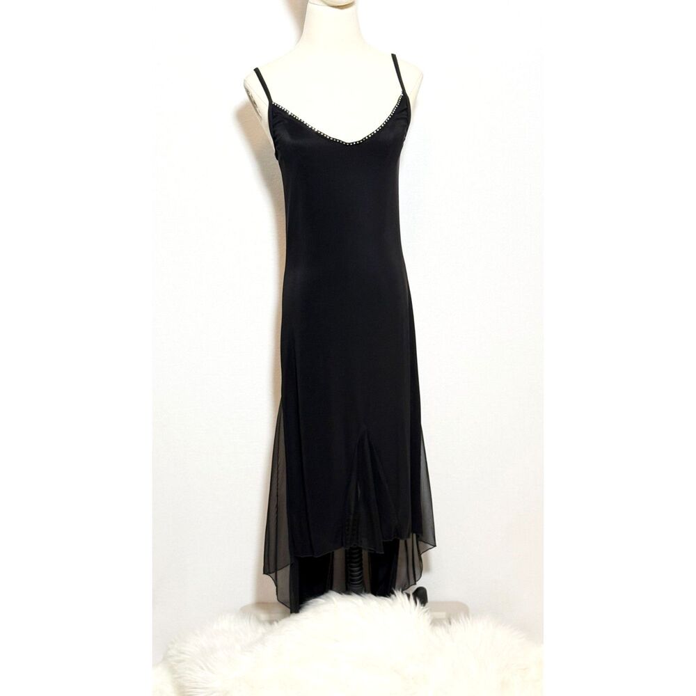 Vintage | Carabella | Black Whimsigoth Rhinestone | Asymetrical Hem | Sz L